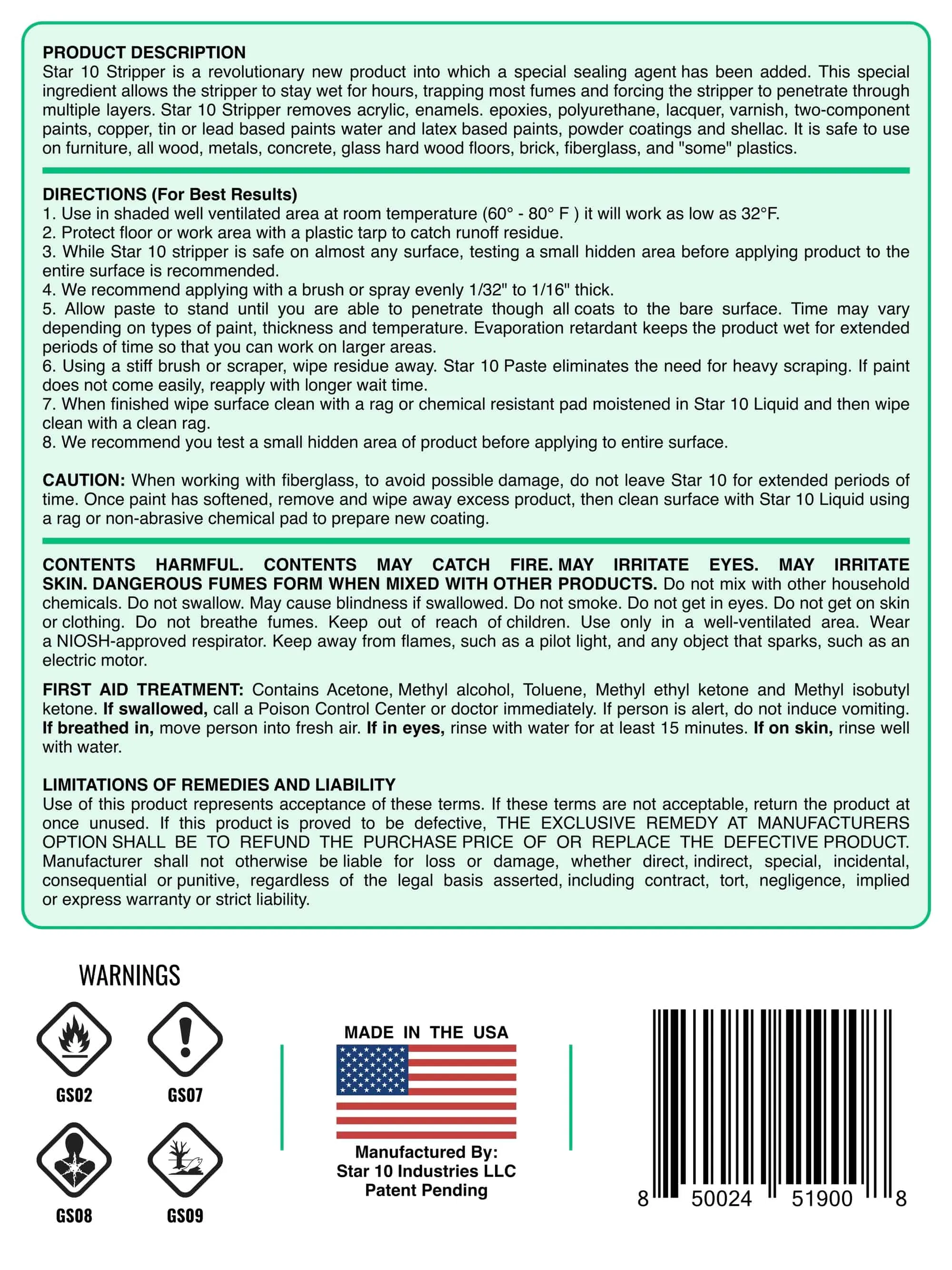 STAR 10 PASTE PAINT STRIPPER | 1 QUART